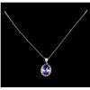 Image 2 : 7.55ct Tanzanite and Diamond Pendant With Chain - 14KT White Gold