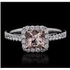 Image 2 : 14KT White Gold 0.90ct Morganite and Diamond Ring