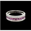 Image 2 : 0.88ctw Pink Sapphire and Diamond Ring - 14KT White Gold