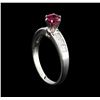 Image 4 : 0.75ct Pink Tourmaline and Diamond Ring - 14KT White Gold