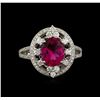 Image 2 : 2.20ct Rubellite and Diamond Ring - 18KT White Gold