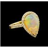 Image 1 : 3.17ct Opal and Diamond Ring - 14KT Yellow Gold