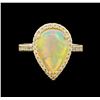 Image 2 : 3.17ct Opal and Diamond Ring - 14KT Yellow Gold