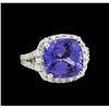 Image 1 : 6.52ct Tanzanite and Diamond Ring - 14KT White Gold