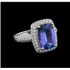 Image 1 : 3.95ct Tanzanite and Diamond Ring - 14KT White Gold
