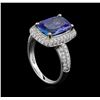 Image 4 : 3.95ct Tanzanite and Diamond Ring - 14KT White Gold