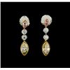 Image 1 : 4.72ctw Diamond Earrings - 18KT Tri Color Gold