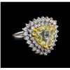 Image 1 : 3.65ctw Light Yellow Diamond Ring - 14KT White Gold
