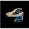 Image 1 : Crayola 2.60ctw Blue Topaz and White Sapphire Ring - .925 Silver