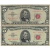 Image 1 : 1963 $5 Red Seal Bill Lot of 2