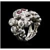 Image 3 : 0.78ctw Ruby and Diamond Skull Ring - 18KT White Gold