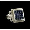 Image 1 : 3.00ctw Blue Sapphire and Diamond Ring - 14KT White Gold