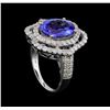 Image 4 : 4.69ct Tanzanite and Diamond Ring - 14KT White Gold