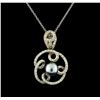 Image 2 : 0.79ctw Diamond and Pearl Pendant With Chain - 14KT White Gold