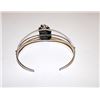 Image 2 : Vintage Native American Navajo Sterling Silver 925 Opal Cuff Bracelet Squash Blossom Design
