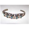Image 1 : Vintage Navajo Native American Sterling Silver Turquoise Bear Paw Design Cuff Bracelet