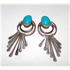 Image 1 : Vintage Native American Navajo Sterling Silver Turquoise Pierced Dangle Earrings