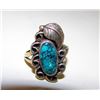Image 1 : Vintage Old Pawn Native American Navajo Sterling Silver Spider Web Turquoise Ring Size 6 Squash Blos