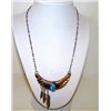 Image 1 : Native America Navajo Harry Spencer Sterling Silver 12K GF Turquoise Statement Necklace Feather Desi