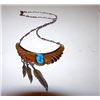 Image 2 : Native America Navajo Harry Spencer Sterling Silver 12K GF Turquoise Statement Necklace Feather Desi