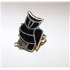 Image 1 : Old Pawn Zuni Sterling Silver Jet Onyx Inlay Owl Ring Size 7