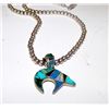 Image 2 : Vintage Native American Navajo TSF Sterling Silver Turquoise Lapis Opal Malachite Inlay Pierced Bear