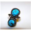 Image 1 : Vintage Old Pawn Native American R. Spencer Navajo Silver Kingman Mine Turquoise Statement Ring Size