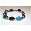 Image 1 : Taxco Mexican Sterling Silver 925 Turquoise Lapis Malachite Azurite Agate Onyx Inlay Bracelet