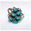 Image 1 : Vintage Old Pawn Native American Zuni Sterling Silver Turquoise Rosette Cluster Tree of Life Design 