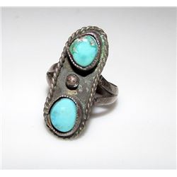 Vintage Old Pawn Native American Navajo Silver Turquoise Statement Ring Size 6