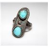 Image 1 : Vintage Old Pawn Native American Navajo Silver Turquoise Statement Ring Size 6