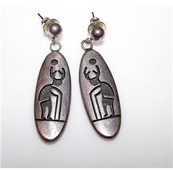 HOPI Native American Collector Artist Victor Coochwytewa Sterling Silver Earrings