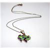 Image 1 : Vintage Sterling Silver Fire Opal Inlay Frog Pendant Necklace