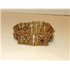 Image 1 : Vintage Goldette Victorian Revival Gold Tone Charm Filigree Statement Bracelet with Safety Chain