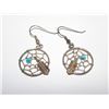 Image 1 : Vintage Native American Sterling Silver 925 Turquoise Dream Catcher Pierced Earrings