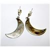 Image 2 : Vintage Sterling Silver MOP Mosaic Inlay Half Moon Statement Dangle Earrings
