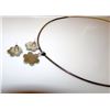 Image 2 : Mexican Taxco Sterling Silver Turquoise Collar Necklace and Earrings Set Starburst Design