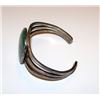 Image 2 : Art Deco Vintage Sterling Silver Malachite Heavy Cuff Bracelet