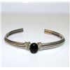 Image 1 : Art Deco Sterling Silver Onyx Cuff Bracelet