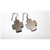 Image 2 : Native American Navajo Old Pawn Sterling Silver 925 Turquoise Cross Pieced Dangle Earrings