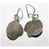 Image 2 : Old Pawn Native American Navajo Sterling Silver Coral Pierced Earrings Squash Blossom Desing