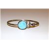 Image 1 : Sterling Silver 925 Larimar Bangle Bracelet Horse Shoe Good Luck Design