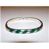 Image 1 : Sterling Silver Malachite Bangle Bracelet 925 Taxco Mexican Bracelet