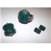 Image 1 : Pre Eagle Taxco Mexican Sterling Silver 925 Green Agate Carved Aztec Warrior Design Cuff Bracelet Ea