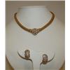 Image 2 : DIOR Designer Runway Gold Tone Necklace and Earrings Set with Pave Swarovski Crystals