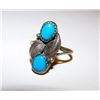 Image 1 : Vintage Old Pawn Native American Navajo Sterling Silver Turquoise  Ring Size 7 Squash Blossom Design