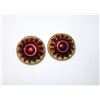 Image 1 : Vintage Gold Tone Red Enamel Mod Sun Design Clip On Earrings