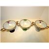 Image 2 : Victorian Porcelain Lustrous Footed Pedestal Dessert Bowls with Handles Floral Guilt Design Set of 3