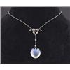 Image 1 : An Art Nouveau Edwardian pendant, set with heart shaped moonstone and rise cut diamonds, acid tes...