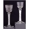 Image 1 : An 18th Century opaque twist wine glass, circa 1770, the slightly flared base etched with foliage...